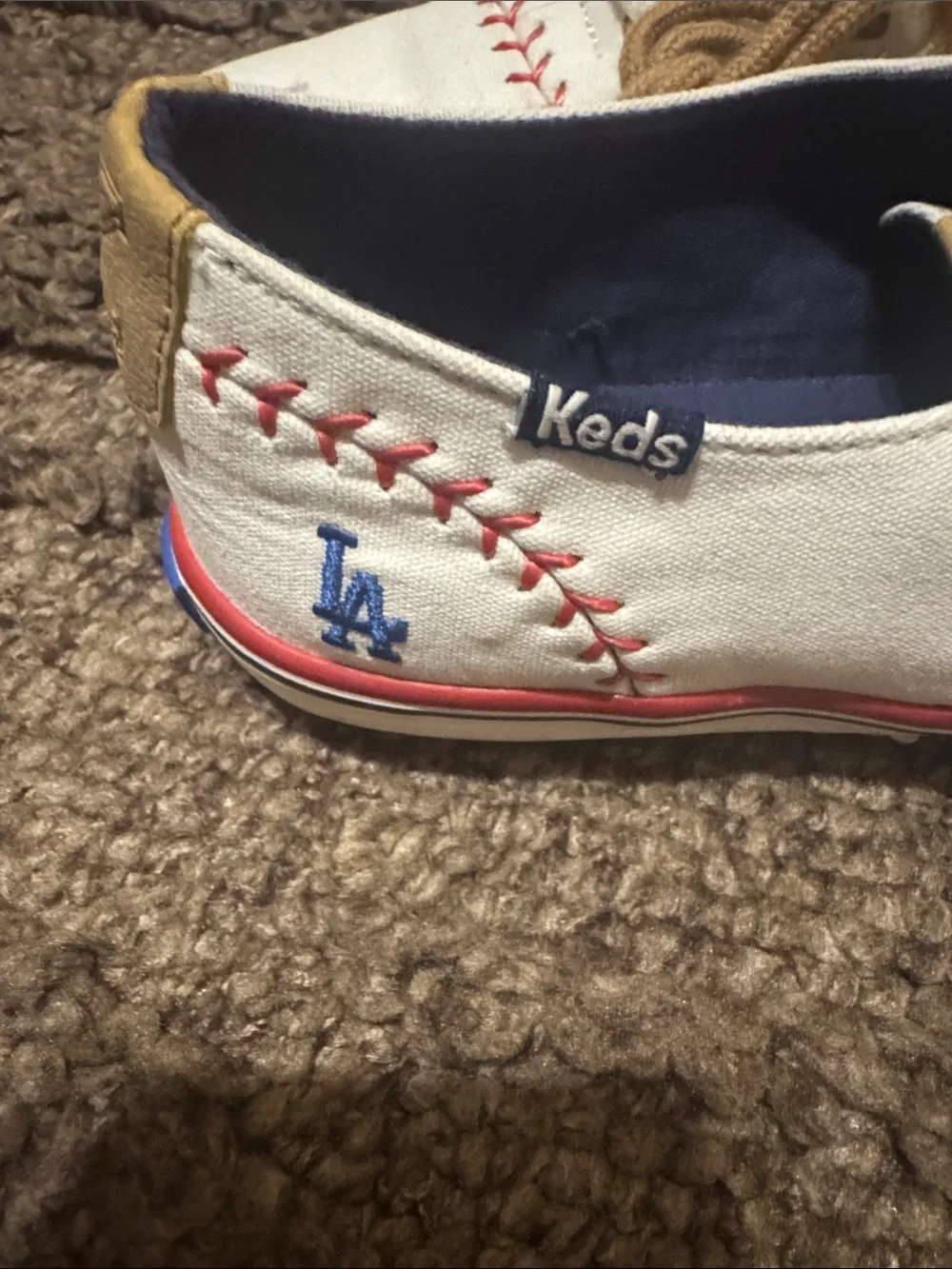 Keds White Canvas Shoes with Red & Navy Accents